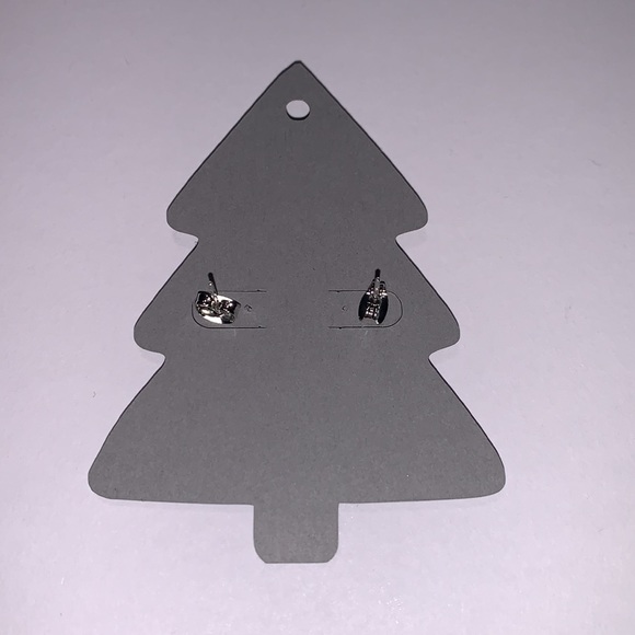 Handmade Blue Plaid Christmas Tree with Snowflake Earrings - Picture 3 of 3